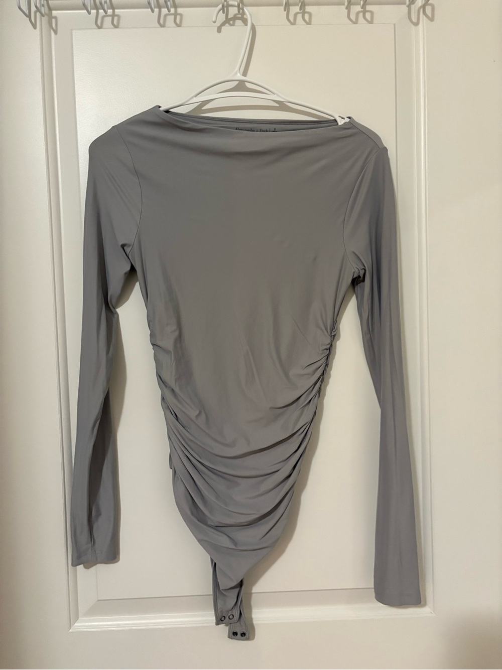 Abercrombie Women’s Long Sleeve Ruched Bodysuit - Gray